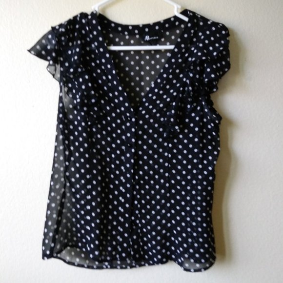Women's Blouse, ABstudio, Medium, Black/White polka dots. - Picture 4 of 4